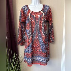 #736 Truly Me By Sarah, Sarah, Paisley BoHo mini dress size 12